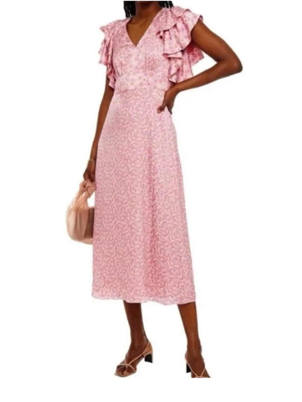 *New* Kate apade Pink Flutter Sleeve V-Neck Midi Dress Sz 4